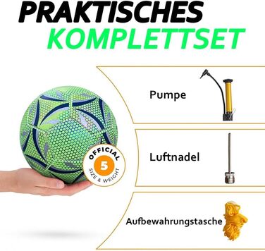 Водонепроникний світлодіодний футбольний м'яч - світиться футбольний м'яч для нічних ігор, дорослий - повний набір з насосом