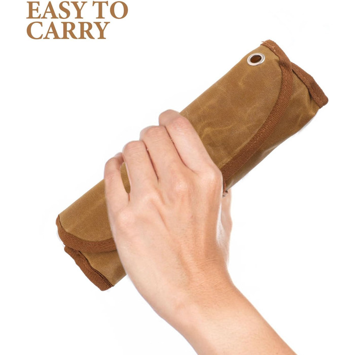 Набір посуду для кемпінгу Beavorty з рулоном столових приборів, портативні столові прибори з нержавіючої сталі для подорожей на відкритому повітрі з сумкою для зберігання, легкий посуд для пікніка для кемпінгу, походів та барбекю