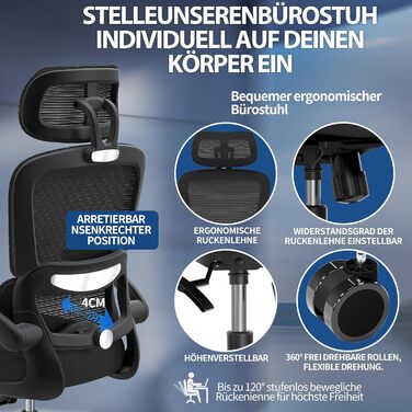 Ергономічне офісне крісло TRALT, до 150 кг, сітка, чорний