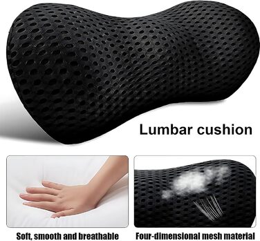 Поперекова опорна подушка, поперекова опорна подушка з піни з ефектом пам&39яті для сну, 46x23x11 см, подушка для болю в спині для ліжка/крісла/автокрісла/офісного крісла, для полегшення болю в попереку, темно-сіра
