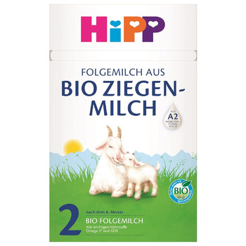 Наступна молочна суміш HiPP 2 з органічного козячого молока (5 x 400 г), після 6-го місяця, з ГОС, Омега-3 та Омега-6 та А2-бета-казеїном, особливо легко засвоюється