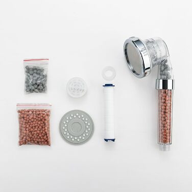 Душова лійка з фільтром Економна ручна душова лійка високого тиску з 3 режимами струменя, 3-шаровою фільтрацією від хлору, бактерій та вапняного нальоту, функцією анти-накип, хром Для жорсткої води, M22025 Срібло