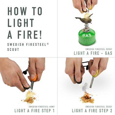 Кресало для виживання LIGHT MY FIRE Outdoor Scout 2-в-1 з аварійним свистком, кресало та кремінь для розпалювання вогню, вічне сірництво з ручкою з біопластику (3000 запалювань), колір іржаво-помаранчевий. Розмір без розміру.