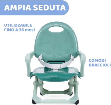 Сидіння-бустер Chicco Pocket Snack для дітей від 6 місяців до 3 років 15 кг, портативний і регульований дитячий стільчик для годув