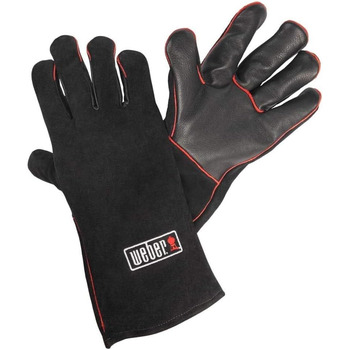 Шкіряні рукавички для барбекю Weber, 1 пара, надзвичайно термостійкі, м'які та безпечні, виготовлені з високоякісної шкіри з черво