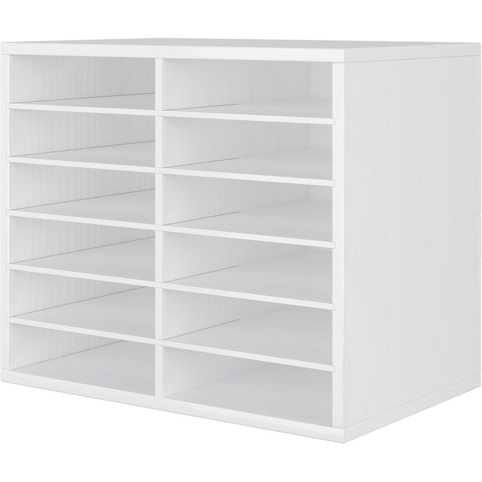 Дерев&39яний настільний органайзер з 12 відділеннями, настільний органайзер для файлів, штабелюваний лоток для файлів A4, лоток для офісних листів, підтримка чистоти на робочому столі, білий