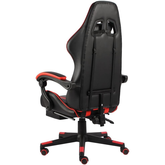 Ігрове крісло LAPOOH з підставкою для ніг, офісне крісло, ігрове крісло, ігрове крісло, обертове крісло, письмове крісло, чорно-червона штучна шкіра