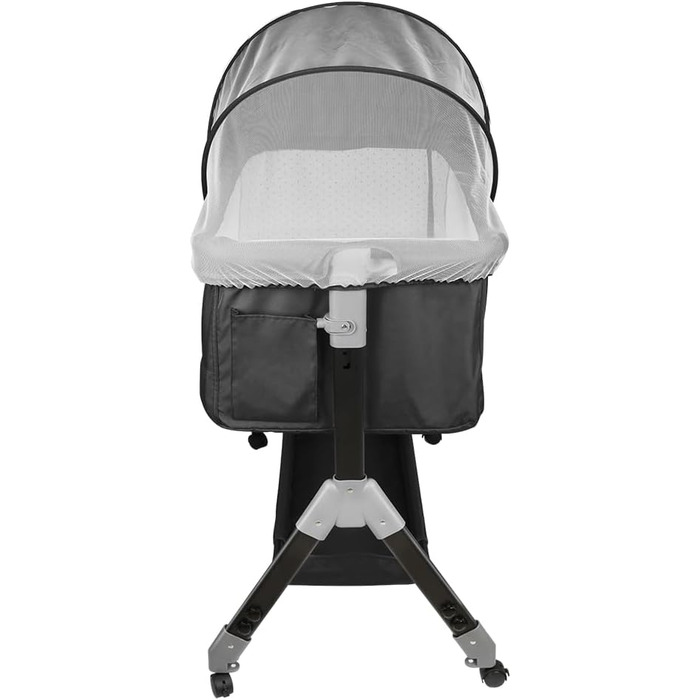 Дитяче ліжечко 3-в-1, дитяча колиска та дорожнє ліжечко, 4-рівневе регулювання висоти дитячого ліжечка, відкидне крісло, ліжечко, колиска для дітей вагою до 25 кг - 104 x 52 x 100-110 см - чорний колір