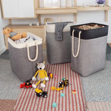 Великий кошик для білизни 78 л, складаний кошик для білизни з мотузковими ручками кошик для зберігання підходить для спальні праль