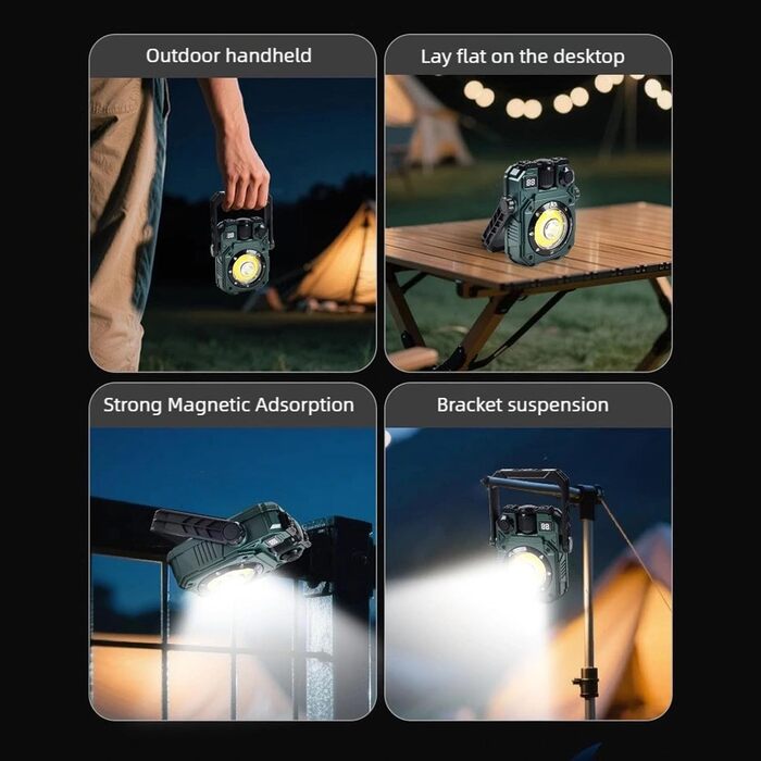 Портативний яскравий ліхтарик, ліхтарик для ремонту автомобіля, магнітний сонячний ліхтарик для кемпінгу, для вулиці, водонепроникний, аварійний, робочий ліхтарик, легкий, зелений