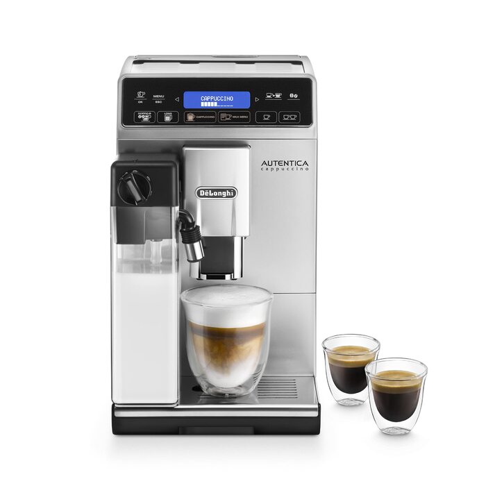 Кавомашина De'Longhi Autentica Cappuccino ETAM 29.660.SB з системою LatteCrema, приготування капучино та еспресо одним натисканням, цифровий дисплей, функція 2-х чашок, срібляста