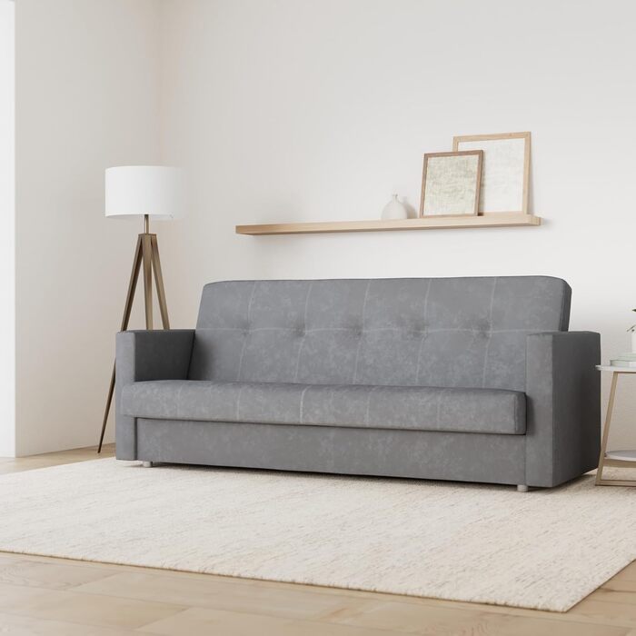 Розкладний диван Suedine Dave - Диван з функцією сну та ящиком для зберігання речей, ліжко, вибір кольорів, розкладний диван, диван від виробника, клік-клак (Сірий (Suedine 06))