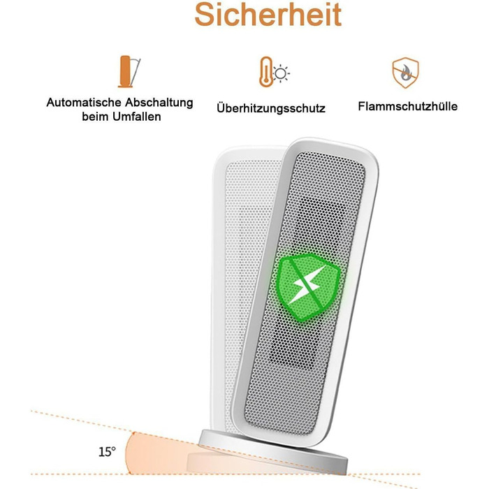 Тепловентилятор Zedelmaier, електричні обігрівачі для спалень та офісів, енергозберігаючі, широкий кут 80, миттєвий керамічний нагрів, 3 режими нагріву