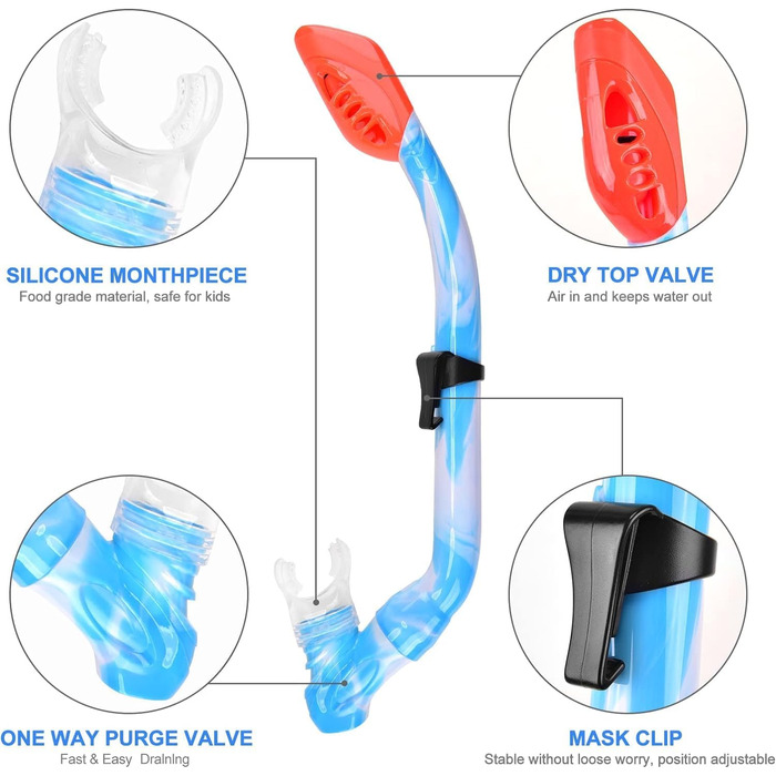 Дитяча маска для дайвінгу WOVOKA з трубкою, набір для снорклінгу для дітей з масками для дайвінгу з захистом від протікання та запотівання та сухим снорклінгом для хлопчиків та дівчаток, набір для дайвінгу для дітей, 3 кольори на вибір