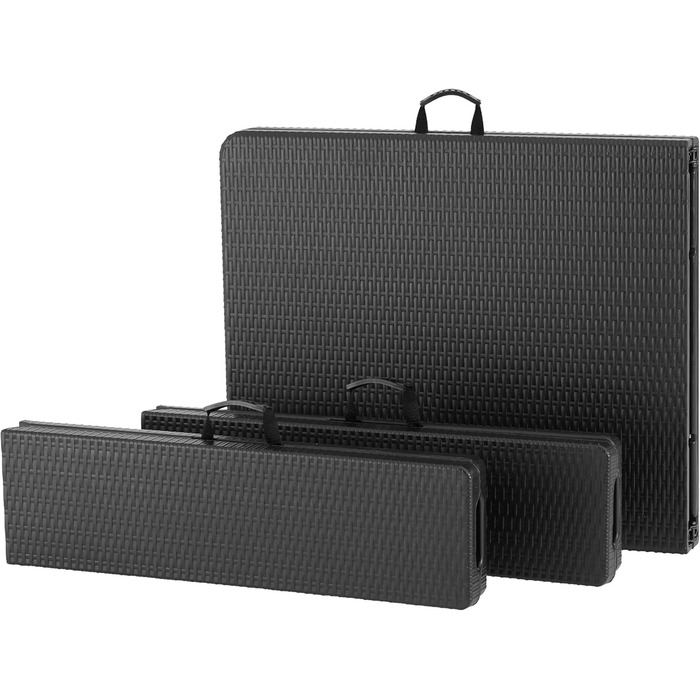 Комплект садових меблів tectake з 3 предметів, складаний кемпінговий стіл з 2 пивними лавками, балконні меблі, комплект садових або патіо столів, комплект пивного намету, з ручками для перенесення, довжина 180 см (чорний) Чорний (імітація ротанга)