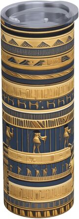 Кухоль з прямою трубочкою, єгипетські фараонські фрески, друк, дорожній кухоль, підходить для кемпінгу, офісу та дому, 590 мл