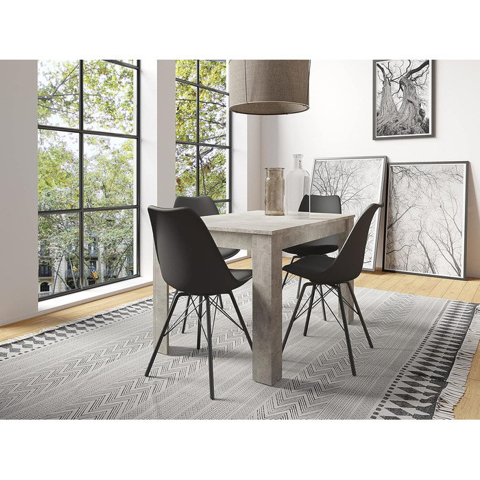 Обідній стіл byLIVING Nepal/сірий колір під бетон/компактний кухонний стіл шириною 120 см/обідній стіл з меламіновим покриттям / стільниця товщиною 18 мм / 120 x 80, В 75 см, сучасний, 120 x 80, В 75 см, під бетон