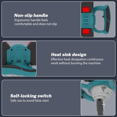 Акумуляторний ґрунтобур для Makita 18V, 1200W безщітковий двигун, для буріння отворів діаметром до 350мм (ґрунт, лід), для встановлення парканів, саду та фундаментів, мішалка для розчину. Постачається без зарядного пристрою та бура (без акумулятора).