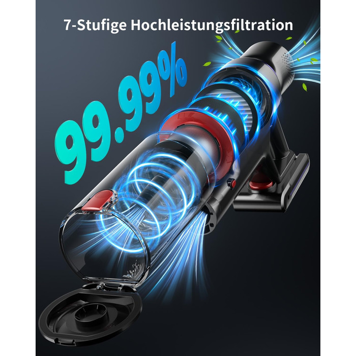 Акумуляторний пилосос GOLDEGGS 45000 Па/550 Вт, акумуляторний пилосос до 60 хвилин роботи, акумуляторний пилосос з розумним сенсор