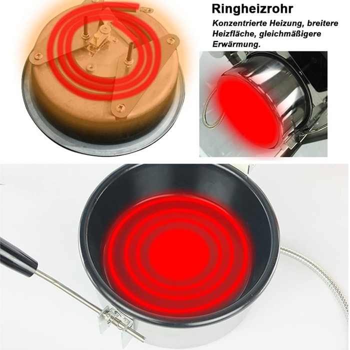 Аксесуари для машини для приготування попкорну EastMetal, 230 г Горщик для попкорну Ручна електрична машина для приготування попкорну Деталі Каструля проти опіку Універсальна легко чиститься для кукурудзи, закуски (3 отвори-15 мм)