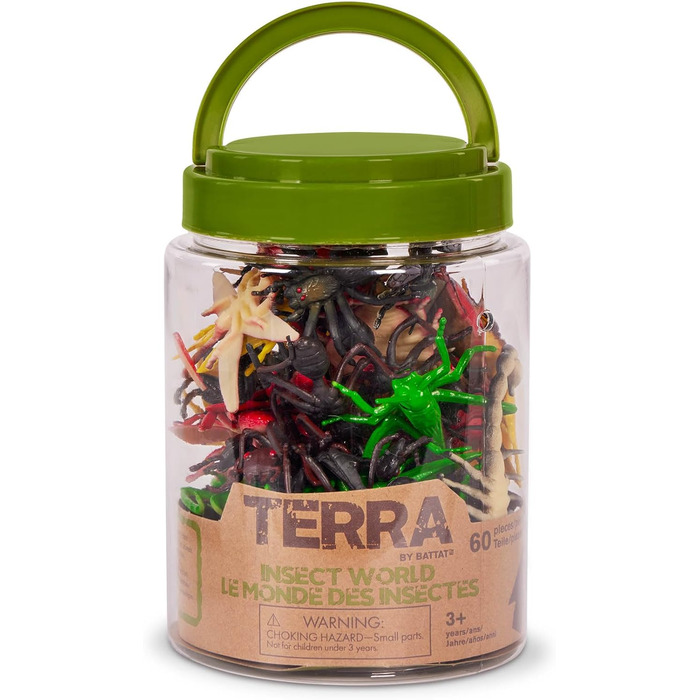 Набір іграшок Terra з колекції фігурок тварин, комах і павуків, 60 предметів - тарантул, коник, скорпіон, бабка та багато іншого -