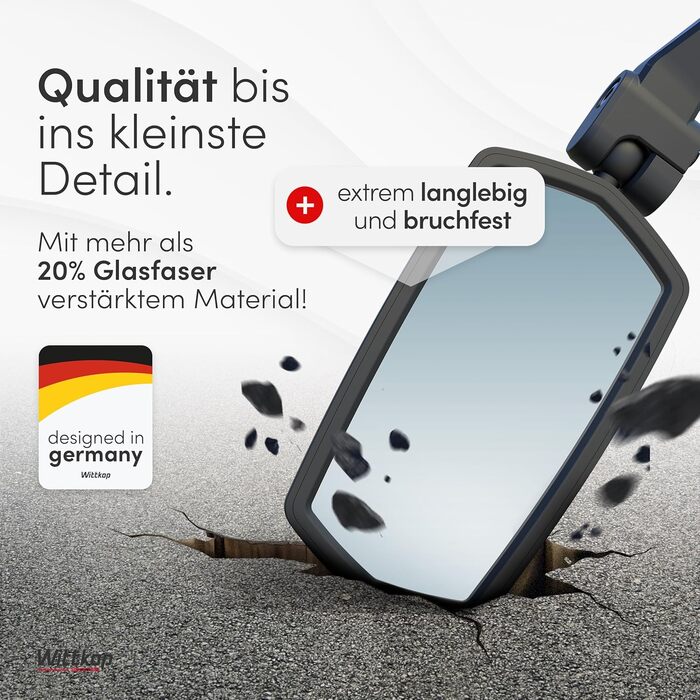 Велосипедне дзеркало WITTKOP Велике поле зору HD Обертається на 360 та складається Кріплення зверху та знизу Ударостійке та міцне Опукле дзеркало заднього виду для велосипедів та електровелосипедів (Комплект (лівеправе))