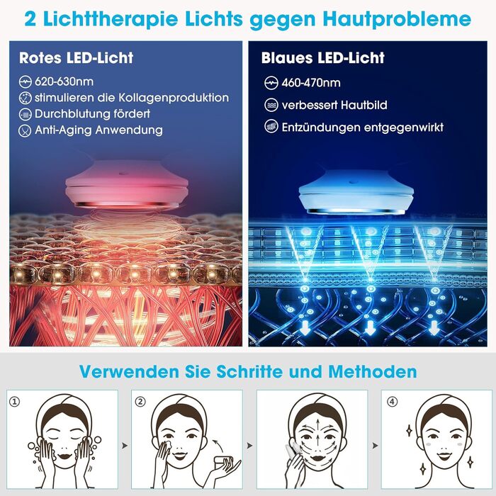 Ультразвуковий апарат Косметичний масажер для обличчя з глибоким очищенням, іонною терапією, підтяжкою обличчя, доглядом за очима, 2 світлотерапіями, термотерапією, мікровібраціями для підтяжки шкіри, омолодженням 03 Ультразвуковий апарат для обличчя