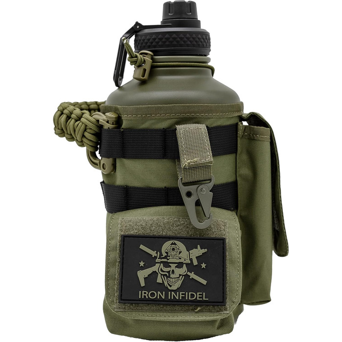 Ізольована пляшка для води з паракордною ручкою, великий глечик для води з нержавіючої сталі з міцною, знімною кришкою для ключів,