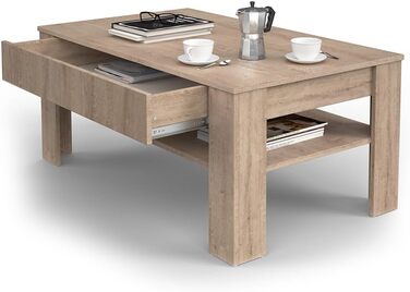 Журнальний столик Vicco Milan, стіл для вітальні з шухлядою, Сонома, 92,2 x 65 см