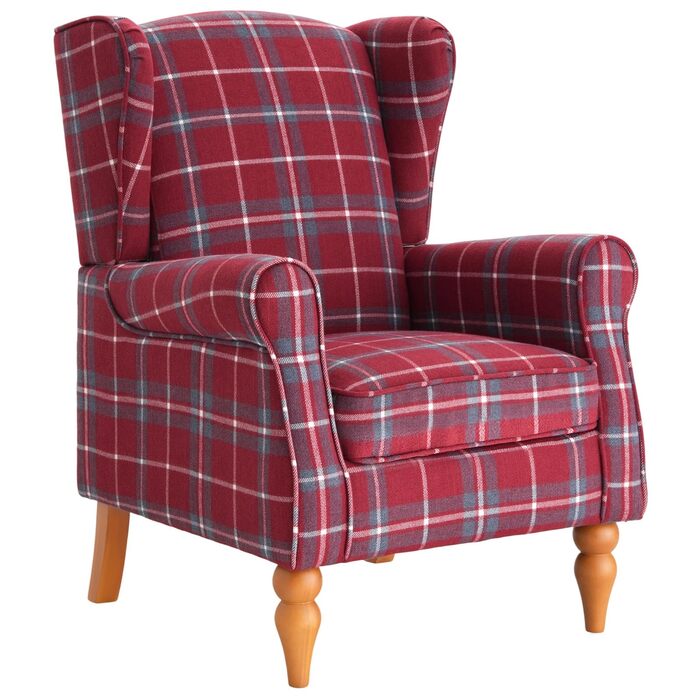 Крісло з відкидною спинкою, вінтажне крісло з дерев&39яними ніжками, м&39яке крісло-реклайнер, крісло для вітальні, спальні, лляне (червоне)