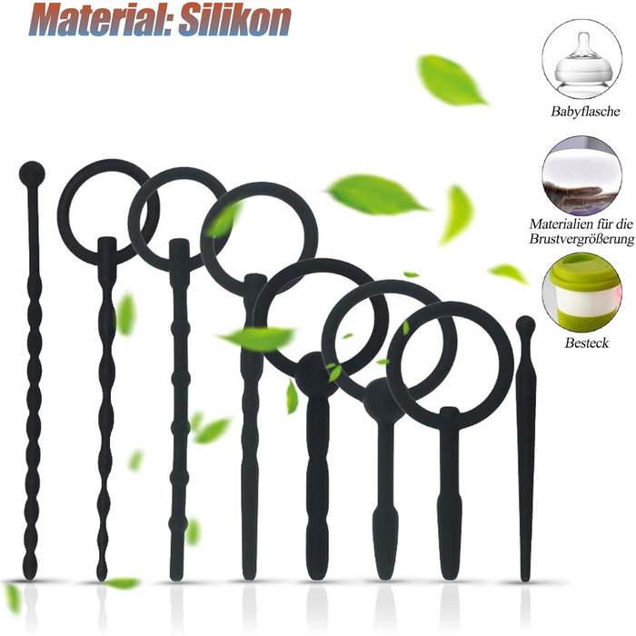 Розкішний набір з 8 уретральних розширювачів, силіконовий уретральний розширювач, багатофункціональні пробки, секс-іграшки, пеніс, стимуляція простати, еротична секс-іграшка для чоловіків, соло (чорний)