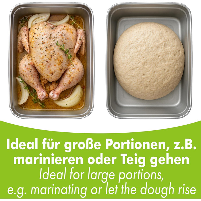 Контейнер для зберігання продуктів Always з нержавіючої сталі Герметичний та 100 герметичний, придатний для миття в посудомийній машині, духовці та морозильній камері Великий контейнер для приготування їжі, розстойки тіста, маринування (6 літрів)