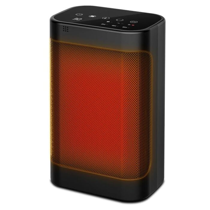 Електричний обігрівач потужністю 1500 Вт з дистанційним керуванням, керамічний нагрівальний елемент PTC, тиха робота з коливаннями 70, захист від перегріву та перекидання, 12-годинний таймер, для використання в приміщенні