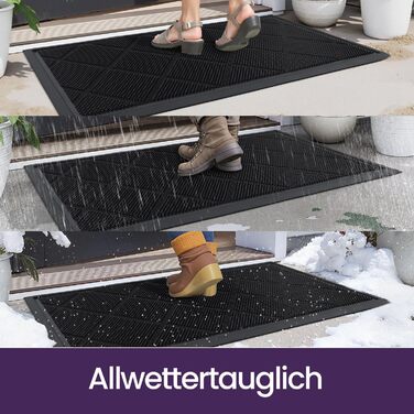 Килимок для вулиці DEXI 43 x 90 см, нековзний килимок для уловлювання бруду з виступами, водонепроникний килимок для вулиці, килимок для миття для використання всередині та зовні приміщень, чорний 43 x 90 см