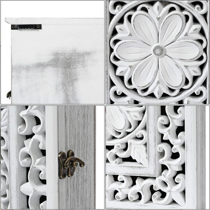 Скринька для ключів Optyuwah дерев'яна скринька для ключів з європейською порожнистою шафою для ключів з 6 гачками для ключів, він