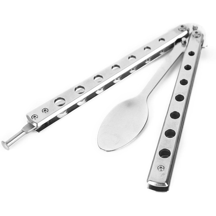 Металевий складний тренажер Balisong, ложка, виделка, ніж-метелик, тренажер для безпеки гри, кемпінговий посуд - Іспанія, виделка ІСПАНІЯ