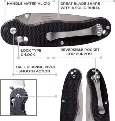 Кишеньковий складаний ніж зі сталі 440С лезо 78мм G10 нековзна ручка з кліпсою Кемпінг Полювання Риболовля Відкритий EDC ніж 184мм
