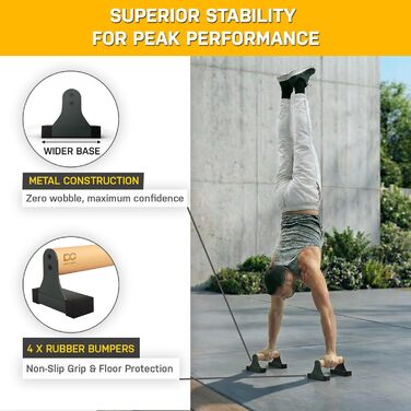 Ручки для віджимань Double Circle Parallettes з дерев&39яними ручками - Спорядження для калістеніки - Нековзні перекладини для калістеніки з ручками - Бруси для віджимань, ручки для віджимань, ручки для стійки на руках