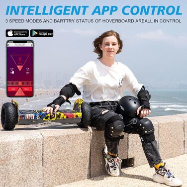 Позашляховий ховерборд RCB 8,5 дюймів з сидінням – Bluetooth-ховерборд з додатком, Hummer Hoverkart Go Kart для самобалансуючих ховербордів, подарунок для дітей, хіп-хоп чорний