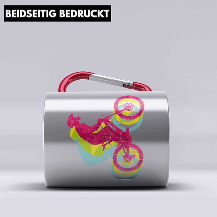 Тренд - Подарунок для гірського велосипеда, кружка з нержавіючої сталі, карабін, ідея подарунка для гірського байкера, дитячий карабін, кружка з нержавіючої сталі, карабін з нержавіючої сталі, чоловічі аксесуари з графікою, MTB Fun (червоний)