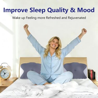 Подушка з піни з ефектом пам&39яті, подушка для шиї, подушка для голови, подушка для підтримки шиї та плечей, підходить для різних поз сну, розмір 60 x 41 x 9/12 см (світло-сірий)