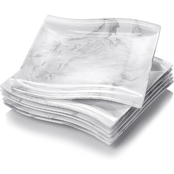 Серія Флора, 6 предметів Набір мармурових порцелянових плоских тарілок Обідня тарілка Обідня тарілка 10,25 дюйма / 26x27x2,5 см дл