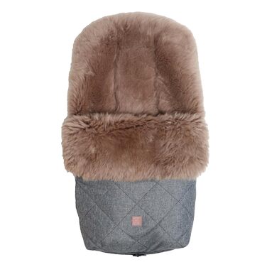 Муфта для ніг з овчини Неллі, овчина капучино, антрацитовий меланж