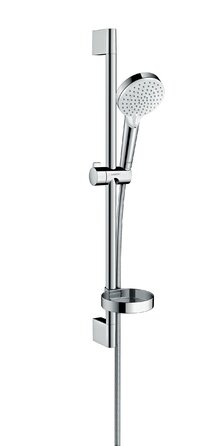 Душовий набір hansgrohe Crometta, 0,65 м, з мильницею, 2 типи струменів, білий/хром (економний режим 6 л/хв)