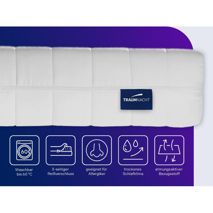 В 1 Duo - ортопедичний 7-зонний матрац з холодної піни, рівень жорсткості 2 та 3, сертифікований Oeko-Tex, 90 x 200 см, висота 22 см, виготовлено за німецькими стандартами якості 22 см 90 x 200 см, 2