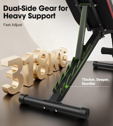 Багатофункціональна силова лава FLYBIRD, регульована спинка у 8 положеннях/регульована підставка для ніг у 3 положеннях, вантажопідйомність 300318 кг, складна тренувальна лава з нахилом 90 для домашнього спортзалу, чорно-червона