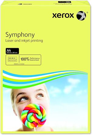 Кольоровий папір для принтера Копіювальний папір Symphony пастель Din A4, 80 г/м, 500 аркушів в упаковці, жовтий Односпальне ліжко, 003R93975