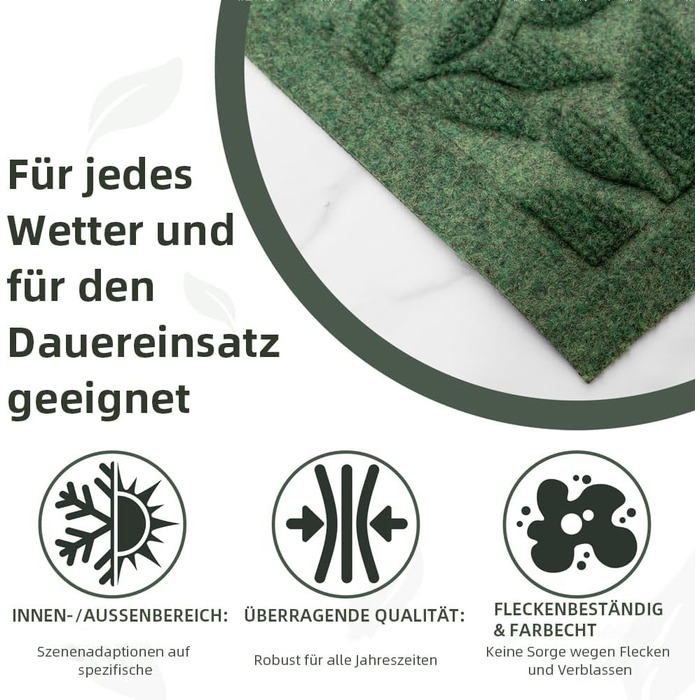 Зелений килимок для дверей для приміщень та вулиці з протиковзкою функцією, килимок для уловлювання бруду, міцний та довговічний гумовий килимок для дверей, (зелений, 45x75 см) 45 x 75 см (прямокутний) зелений