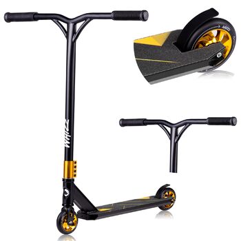 Трюковий самокат LIONELO WHIZZ, підшипники ABEC-9, алюмінієва дека, система компресії HIC, колеса 110 мм, широкий T-подібний кермо, гальмо Flex Fender MN Steel, унікальний дизайн, чорний L