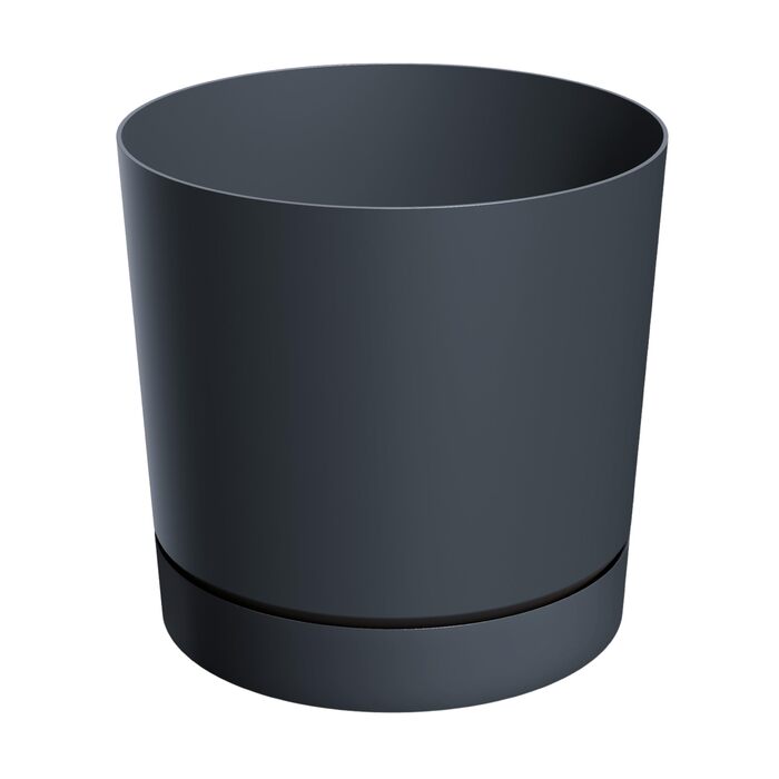 Пластиковий горщик XL з блюдцем, круглий, антрацит - Ø 47 см - великий квітковий горщик зі знімною основою, стійкий до ультрафіолету - садова прикраса, горщик, квітковий горщик, рослинний горщик, контейнер для рослин, морозостійкий